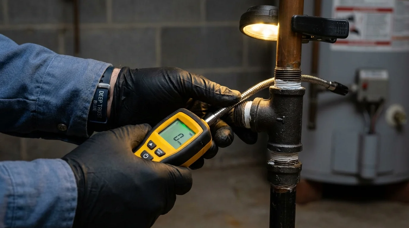 Gas leak detection with electronic sniffer by Johns Plumbing LLC in Questa