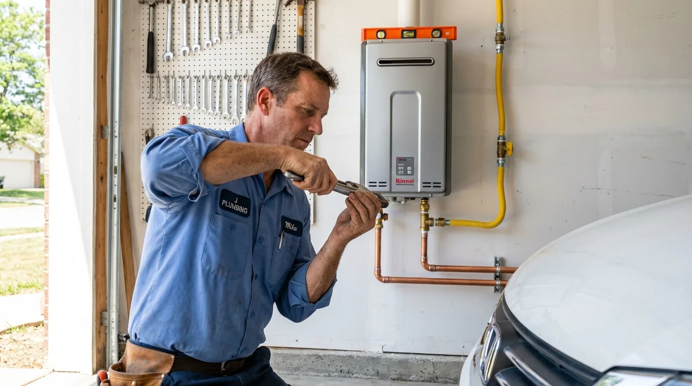 Tankless water heater installation by a Johns Plumbing LLC plumber in Questa